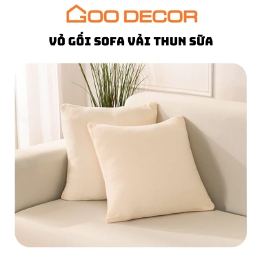 Vỏ gối sofa GOO Decor 40x40 bọc gối tựa màu trơn vải thun sữa - Giá ưu đãi 35.900đ