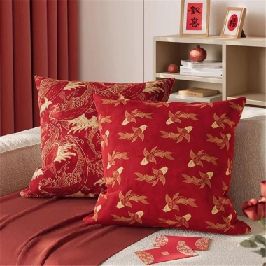 Vỏ gối sofa màu đỏ năm mới - Trang trí lễ hội mùa xuân, giảm giá còn 43.439 VND