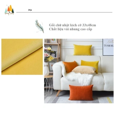 Vỏ gối sofa nhung 40x55cm - Gối tựa chữ nhật, decor phòng khách và văn phòng, giảm còn 9.000đ 4