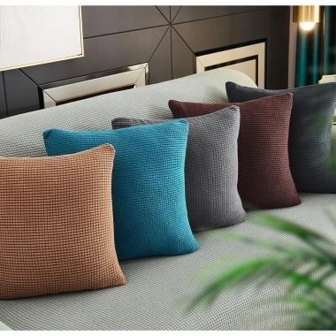 Vỏ gối sofa nhung gân 45x45 cm, hình vuông co giãn mềm mại, decor nhà giá 34.997 VND 3