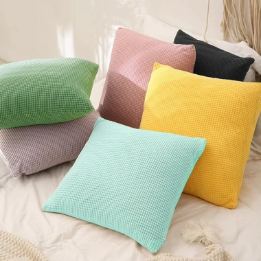 Vỏ gối sofa vải nhung gân 45x45 cm hình vuông co giãn mềm mại - Giá chỉ 39.559₫ 9