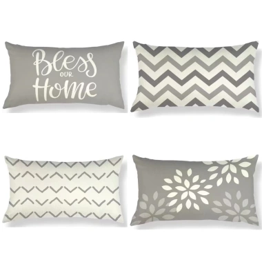 Vỏ gối thắt lưng hình học màu xám 60×40.5×30 cm - Cotton mềm, trang trí sofa, giảm 23%