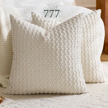 Vỏ gối trang trí sofa 45x45 nhung tăm màu trắng – Tựa lưng sang, chỉ 154.440₫