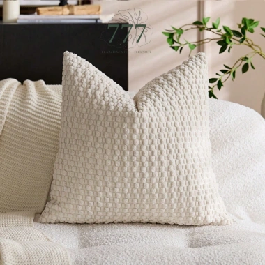 Vỏ gối trang trí sofa 45x45 nhung tăm màu trắng – Tựa lưng sang, chỉ 154.440₫