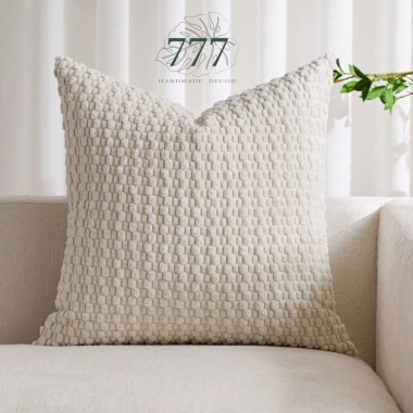 Vỏ gối trang trí sofa 45x45 nhung tăm màu trắng – Tựa lưng sang, chỉ 154.440₫
