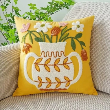 Vỏ gối tựa lưng cao cấp vải bố dày, thêu nổi 1 mặt - Trang trí sofa, nội thất văn phòng, giảm giá 119k 3