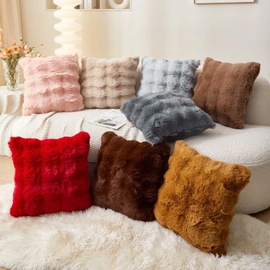 Vỏ gối tựa lưng sofa 43x43cm lông thỏ mềm mịn cao cấp - Gối vuông decor, ôm, trang trí nhà, chỉ 12.900đ