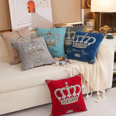 Vỏ Gối Tựa Lưng Sofa 45x45cm Nhung Thêu Hình - Trang trí Văn phòng, Oto, Nhà cửa, Giá 45.000 VND