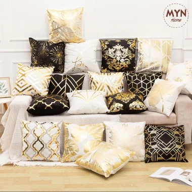 Vỏ gối tựa lưng sofa họa tiết ánh kim sang trọng 45x45cm giảm giá 39.000đ