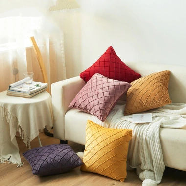 Vỏ Gối Tựa Lưng Sofa Nhung Gân Nổi Chéo Kim Cương Cao Cấp 45x45cm GSF05 Giá 83.000đ