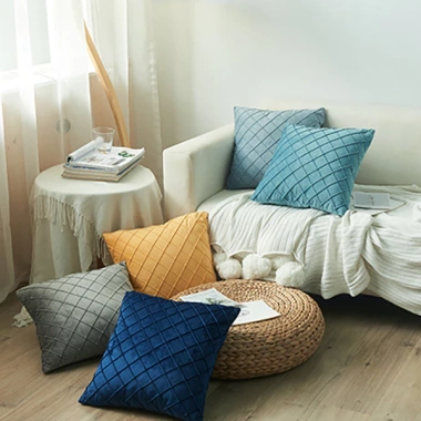 Vỏ Gối Tựa Lưng Sofa Nhung Gân Nổi Chéo Kim Cương Cao Cấp 45x45cm GSF05 Giá 83.000đ 4