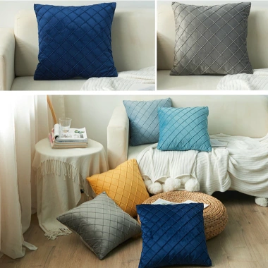 Vỏ Gối Tựa Lưng Sofa Nhung Gân Nổi Chéo Kim Cương Cao Cấp 45x45cm GSF05 Giá 83.000đ 6