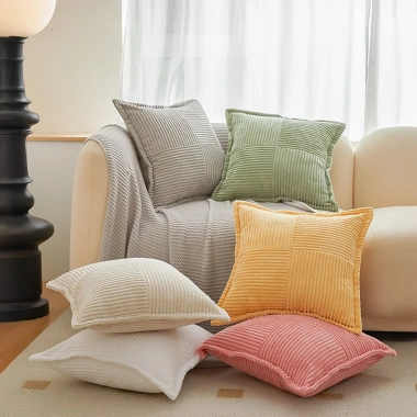 Vỏ gối tựa lưng sofa nhung màu trơn kẻ sọc cao cấp 45x45cm - Giá chỉ 93.000 VND