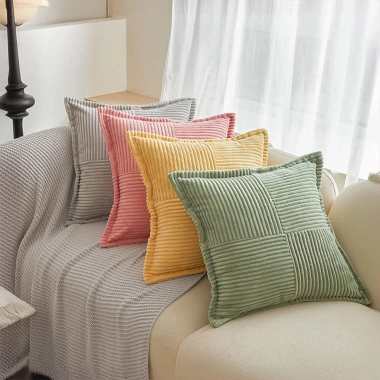 Vỏ gối tựa lưng sofa nhung màu trơn kẻ sọc cao cấp 45x45cm - Giá chỉ 93.000 VND