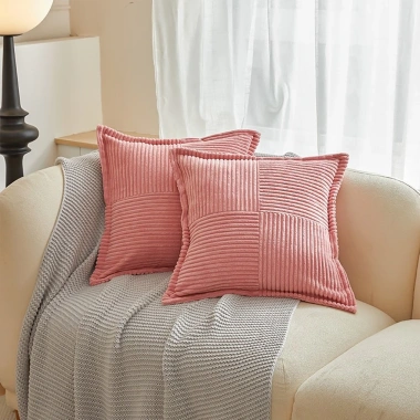 Vỏ gối tựa lưng sofa nhung màu trơn kẻ sọc cao cấp 45x45cm - Giá chỉ 93.000 VND