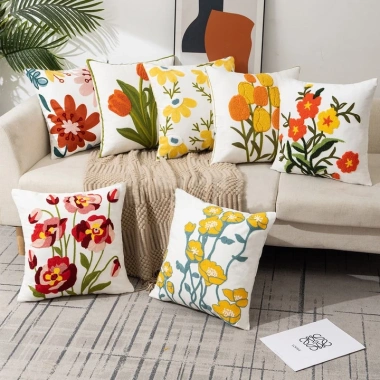 Vỏ gối tựa lưng thêu nổi 1 mặt – Trang trí sofa, nhà, văn phòng – Giá 99.514₫