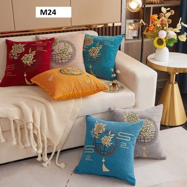 Vỏ gối tựa lưng văn phòng chất chenille, hoạ tiết 1 mặt, trang trí sofa - Giá 43.000₫
