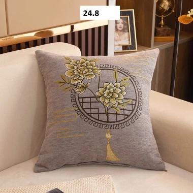 Vỏ gối tựa lưng văn phòng chất chenille, hoạ tiết 1 mặt, trang trí sofa - Giá 43.000₫