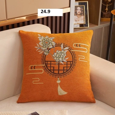 Vỏ gối tựa lưng văn phòng chất chenille, hoạ tiết 1 mặt, trang trí sofa - Giá 43.000₫