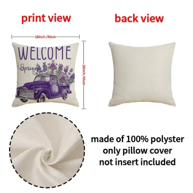 Vỏ gối tựa lưng văn phòng - họa tiết hoa Lavender, vải bố 1 mặt, trang trí sofa, nội thất, giảm giá 45k (giá gốc 58.5k) 2