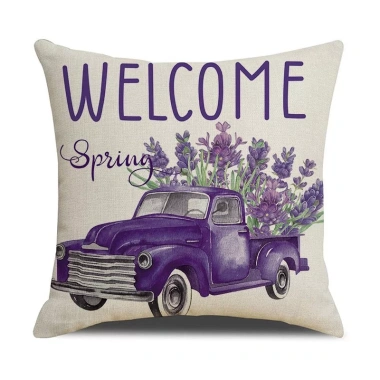 Vỏ gối tựa lưng văn phòng - họa tiết hoa Lavender, vải bố 1 mặt, trang trí sofa, nội thất, giảm giá 45k (giá gốc 58.5k) 6