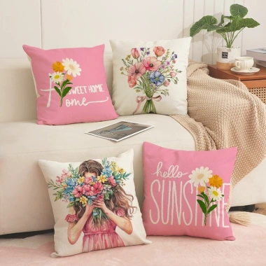 Vỏ gối tựa lưng văn phòng, trang trí sofa, vải bố họa tiết 1 mặt, giảm còn 47.000₫