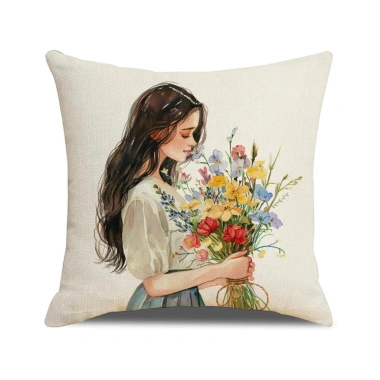 Vỏ gối tựa lưng văn phòng, trang trí sofa, vải bố họa tiết 1 mặt, giảm còn 47.000₫