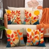 Vỏ gối tựa lưng văn phòng, trang trí sofa, vải bố họa tiết lá đỏ và mặt trời, 45.000₫
