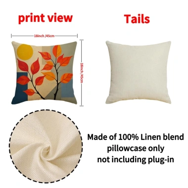 Vỏ gối tựa lưng văn phòng, trang trí sofa, vải bố họa tiết lá đỏ và mặt trời, 45.000₫ 3