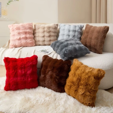 Vỏ gối tựa sofa lông thỏ 45x45 cm mềm mịn êm ái - gối vuông tựa lưng decor nhà, văn phòng, bar, giá chỉ 15.900đ