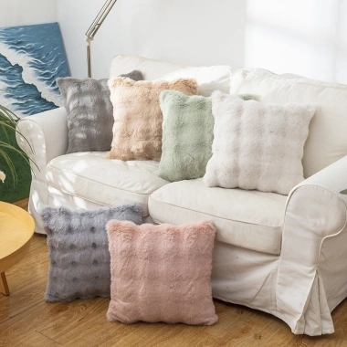 Vỏ gối tựa sofa lông thỏ 45x45 cm mềm mịn êm ái - gối vuông tựa lưng decor nhà, văn phòng, bar, giá chỉ 15.900đ