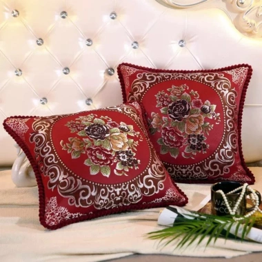 Vỏ gối tựa Tây Âu 45x45 Gấm thêu hoa tỷ mỷ MINH AN sang trọng, giá ưu đãi 58.200₫ 3