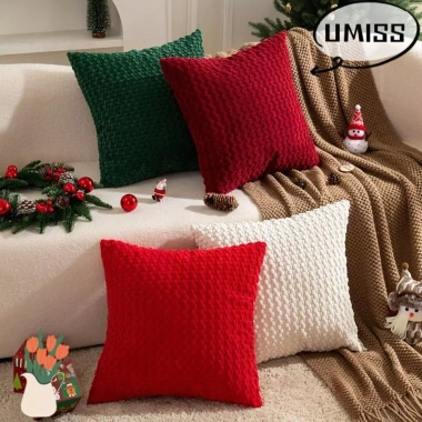 Vỏ gối UMISS vải nhung dây kéo, giặt được, trang trí sofa Giáng sinh 105.732₫