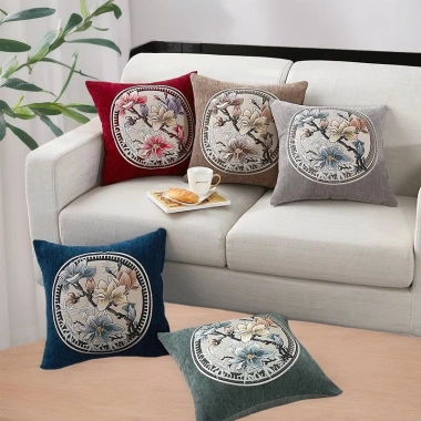 Vỏ gối vuông gấm nhung cao cấp 45x45cm - Cổ điển hiện đại, vỏ gối ôm, tựa sofa, Giá 9.900₫ 7