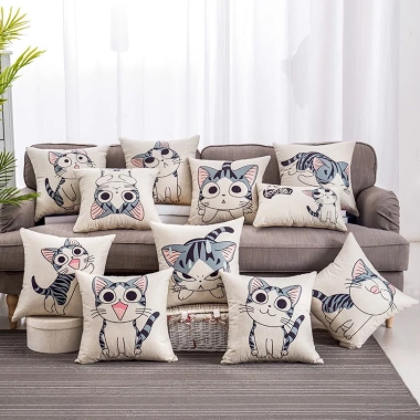 Vỏ gối vuông họa tiết xinh, vải bố, phù hợp sofa và tựa lưng - Trang trí lễ tết, Giáng sinh, chỉ 40.000₫ 2