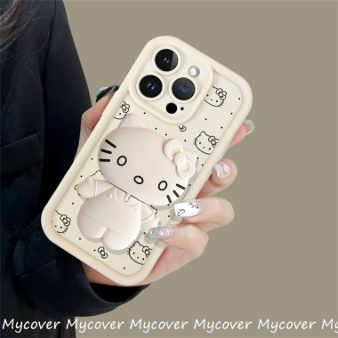 Vỏ gương gập Hello Cat Kitty cho iPhone: Bảo vệ, trang điểm, đa model, 58.422đ 9