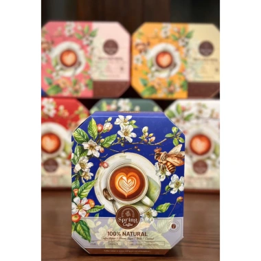 Vỏ hộp đựng cafe mùa xuân, giỏ quà Tết 2.026 thiết kế trang trí sang trọng, giá chỉ 4.900₫ 4