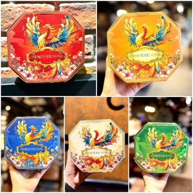 Vỏ Hộp Lục Bát Giác Giỏ Quà Tết Phượng Hoàng, Mèo Thần Tài - Hộp Giấy Đựng Bánh Kẹo, Trà 5.000đ 2