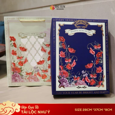 Vỏ hộp quà Tết 2.026 cao cấp Tài Lộc Như Ý, khay đựng rượu, size 28x37x9cm - Giá chỉ 35.000 VND