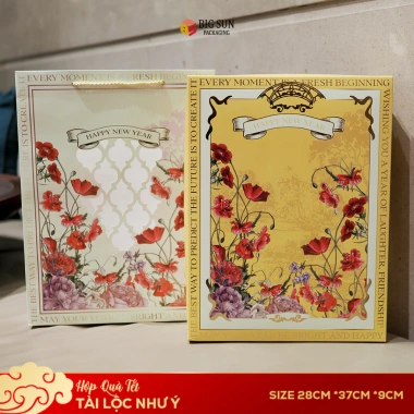Vỏ hộp quà Tết 2.026 cao cấp Tài Lộc Như Ý, khay đựng rượu, size 28x37x9cm - Giá chỉ 35.000 VND