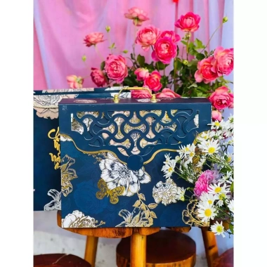 Vỏ hộp tết cao cấp LAM HOA THỊNH VƯỢNG - hộp cứng đựng giỏ quà, mẫu mới 2.026, giá chỉ 190.000đ