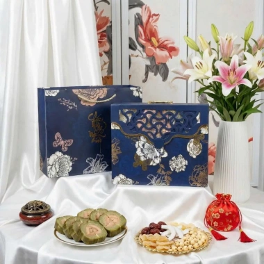 Vỏ hộp tết cao cấp LAM HOA THỊNH VƯỢNG - hộp cứng đựng giỏ quà, mẫu mới 2.026, giá chỉ 190.000đ
