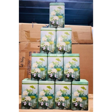 Vỏ Hộp Trà Thiếc 200g Hoa Sen Xanh Siêu Xinh - Giá Ưu Đãi 25.000 VNĐ
