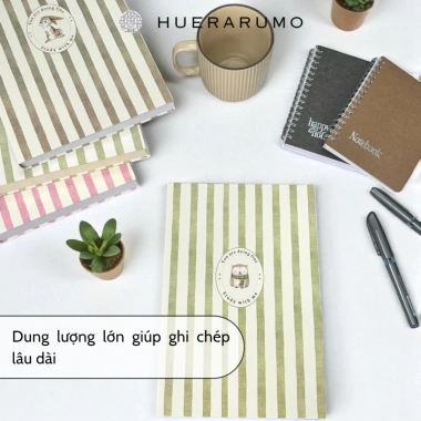 Vở Kẻ Ngang B5 HUERARUMO 300-500 Trang Bìa Cứng Giấy 80gsm Ôn Thi Ghi Chép Dài Hạn Giá 63.000 VND