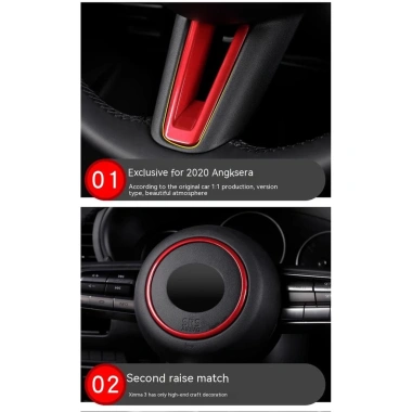 Vô lăng trang trí Mazda 3 2.020-2.026 & CX-30 2.019-2.023 - Miếng dán vòng sửa đổi, nút bấm phong cách