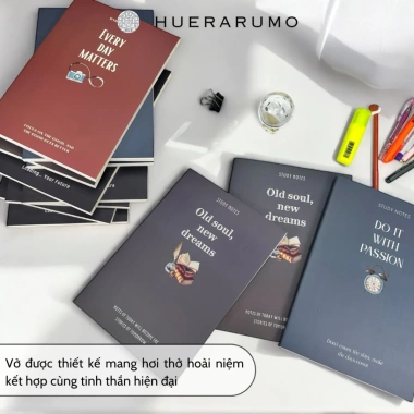 Vở ô ly A4 200 trang HUERARUMO giấy 70gsm chống lóa - Giá 38.000, bìa cứng, học sinh sinh viên 4