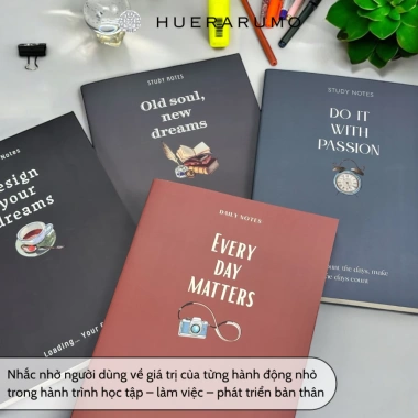 Vở ô ly A4 200 trang HUERARUMO giấy 70gsm chống lóa - Giá 38.000, bìa cứng, học sinh sinh viên 6