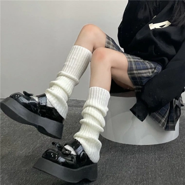 Vớ ống chân dài dệt kim giữ ấm mùa thu đông, phong cách Lolita thời trang học sinh nữ - chỉ 18.000₫