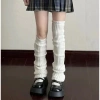 Vớ ống chân Y2K Lolita dệt kim đen trắng - giữ ấm cao cấp, design 3B mua đông, tất vớ đùi dễ thương, giá 15.900 VND 10