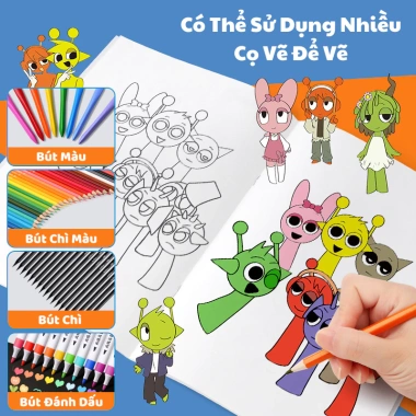 Vở Tập Tô Sprunki Dễ Thương, Hình In Rõ Nét, Giấy Cao Cấp - Giá Chỉ 30.000 VNĐ